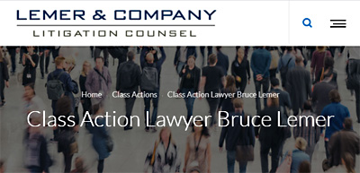 Bruce Lemer, LLB, Vancouver lawyer who was a pioneer in Class Actions in Canada with the Tainted blood and Red Cross case affecting hundreds  of patients requiring blood transfusions in the 1980s and 1990s resulting in Canada's largest settlement 